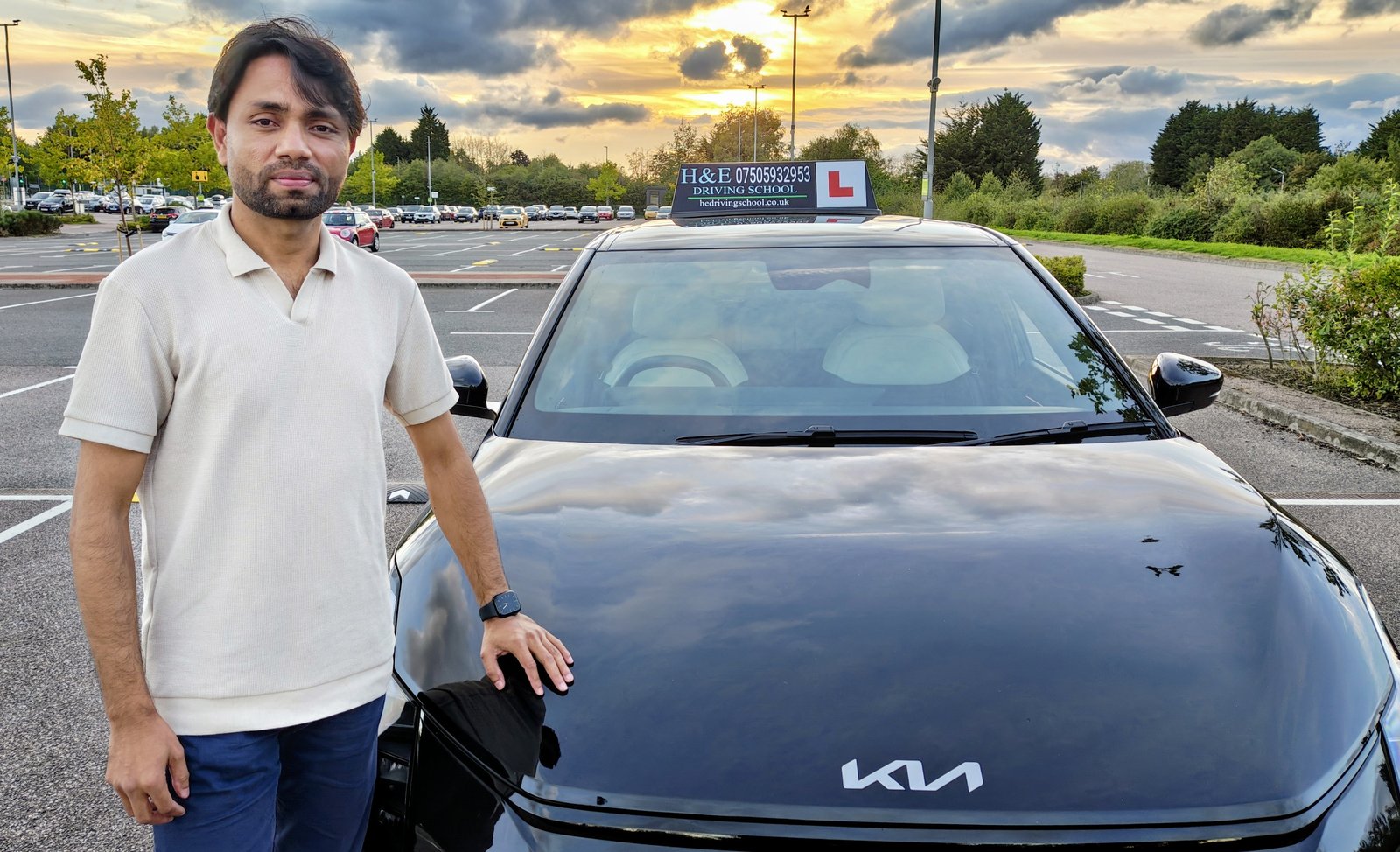 Mohammad Habib — H&E Driving School instructor with the new KIA EV4 GT-Line, Nottingham